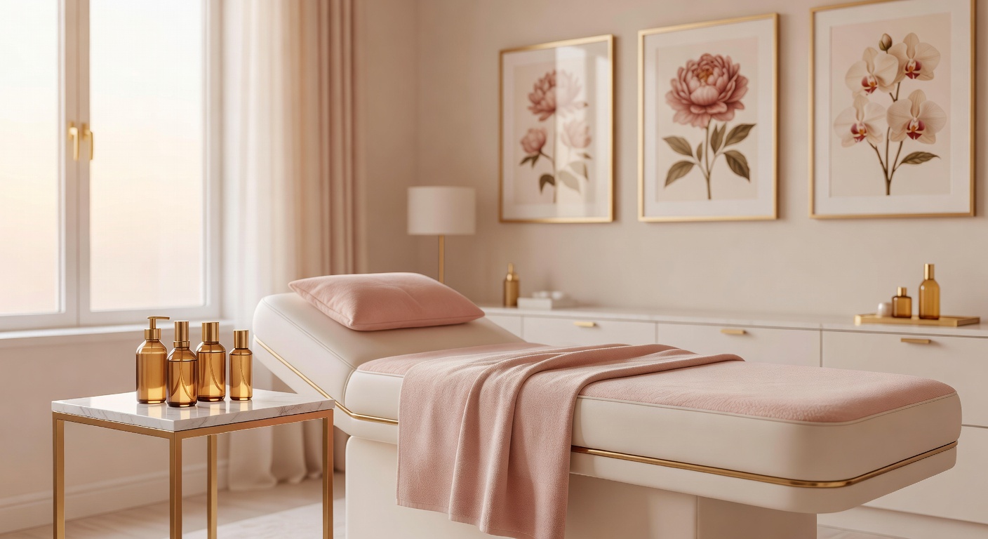 Ruhige Behandlungsatmosphäre in der Kosmetikpraxis Feininger